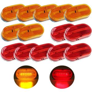 14PCS 4" Rectangle LED Marker Lights for Trailers & RV Exterior, 7 Amber & 7 Red Side Clearance Lights Kit, Waterproof Surface Mount LED Trailer Lights for Truck, Enclosed Trailer, DOT Approved 12V