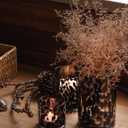 ARIAMOTION Glass Hurricane Candle Holder Set,Table Decoration Centerpieces for Pillar Votive Tealights Clear Cylinder Vase with Black Tortoise Pattern, 8 Inch 5 Inch 3.5 Inch Height, 3 Piece