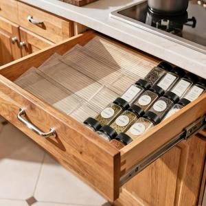 Spice Drawer Organizer, 4 Tier- 8 Pack Clear Acrylic Drawer Seasoning Organizers, Kitchen Spice Rack Tray Expandable From 11" to 22", Spice Rack Insert for Cabinet Countertop(Jars Not Included)