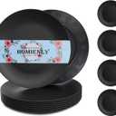 Homienly Dinner Plates Set of 8 Unbreakable Wheat Straw Plates with Textured Design - Microwave & Dishwasher Safe - Perfect for Camping, Kitchen Use - Black, 9 inch