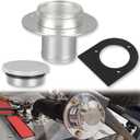 17-2530 Billet Aluminum Remote Fuel Tank Filler Neck Kit with Cap and Welded Steel Bracket, for 2" Fuel Hose and 2.00" Remote Fuel Cell Filler - Straight NeckSilver