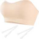 Finduself Strapless Bras for Women Non-Slip Padded Bandeau Bra Wireless Tube Top Bra Including Clear Straps M