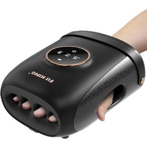 FIT KING Cordless Hand Massager with Compression & Heating, Fingers Wrap Massage for Arthritis Pain and Carpal Tunnel, Large Space for Both Men and Women (Black)