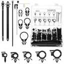200Pcs Car Wire Loom Routing Clips Assortment, Nylon Car Push Mount Cable Tie Black Push Mount Zip Ties Wire Loom Clips Harness Clip Replacement Parts for Automotive