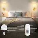 Battery Operated Wall Sconce, Wireless Rechargeable Wall Lights, Swing Arm Wall Lamps with Remotes Dimmable 15 Colors Detachable Bulbs, Gold Sconces Wall Decor Set of 2 for Bedroom Living Room
