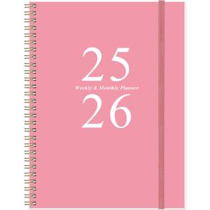 2 x 2025-2026 Planner - Academic Planner 2025-2026 from July 2025 to June 2026 with 12 Monthly Tabs, Flexible Cover, Inner Pocket, 8.5" x 11", Pink