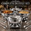 Chafing Dishes for Buffet, 4 Pack 7QT Round Silver, Pre-Assembled Stands