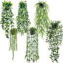 Der Rose 6Pcs Fake Plants Hanging Artificial Eucalyptus Vines Faux Potted Hanging Plants Indoor for Bathroom Kitchen Wall Shelf Outdoor Decor