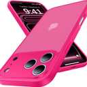 for iPhone 17 Pro Max Case, [Ribbed Non-Slip Sides] [Military-Grade Drop Protection] [Full Camera Protection] Anti-Yellow Soft-Touch Shockproof Slim Phone Case for iPhone 17 Pro Max, Hot pink