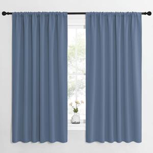 NICETOWN Blackout Curtains for Bedroom, Blackout Curtain Panels, Window Treatment Energy Saving Thermal Insulated Solid Rod Pocket Blackout Drapes/Draperies (Stone Blue, 1 Pair, 62 by 63-inch)
