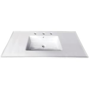 Kingston Brass LBT37227W38 Continental 37-Inch Ceramic Vanity Sink Top (8" Faucet Drillings) in White