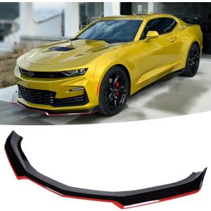 YHoptional Front Bumper Lip Splitter Spoiler for Chevy Camaro 2016-2024, Front Splitter Body Kit Camaro LT LS RS SS Accessories (Gloss Black w/Red)