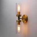 Phansthy Rustic Industrial Wall Sconce Light with 3.14"/8cm Tubular Clear Glass Lampshade (2-Light Sconce Antique)