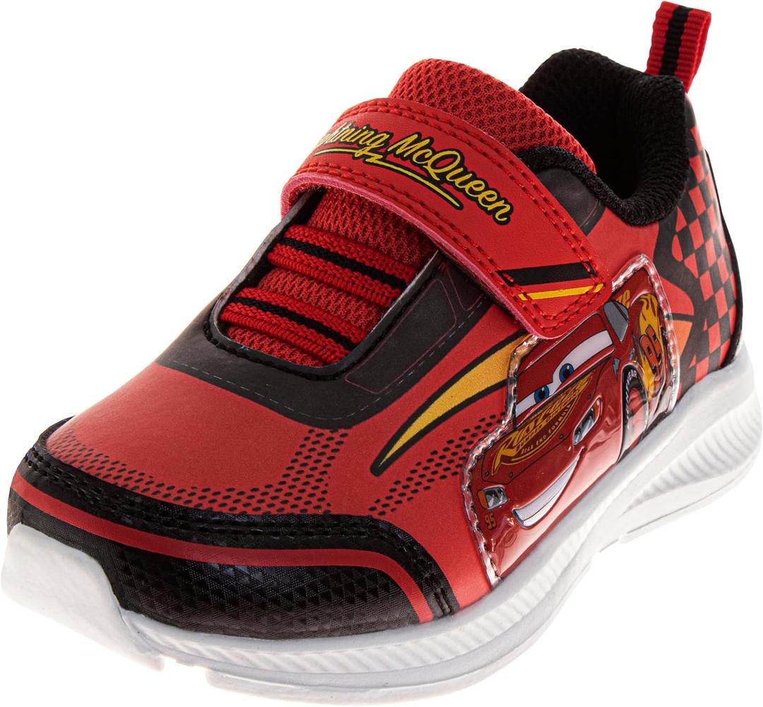 Kids Character Shoe Spiderman Cars Paw Patrol Minnie Mouse Frozen Stitch Girls Shoes for Girls Boys Strap Casual Walking Athletic Running Shoes (Size 7-10 Girl Toddler / 11-12 Little Girl) (Red/Black)