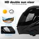 Motorcycle Bluetooth Modular Helmet, DOT Approved Dual Visor Full Face Flip Up Bluetooth Integrated Motorcycle Helmet for Adults Men and Women (Blue,Medium)