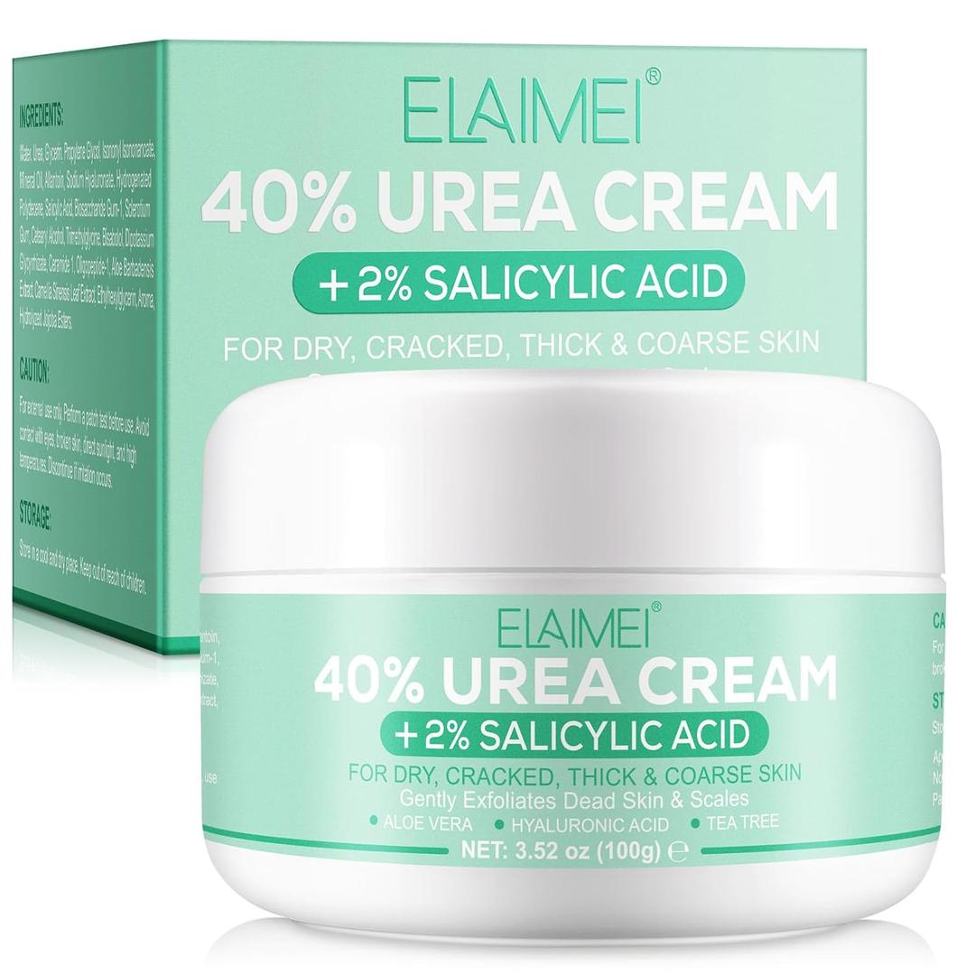 Urea Cream 40 Percent For Feet Maximum Strength,40% Urea Cream Plus 2% Salicylic Acid with Hyaluronic Acid,Tea Tree,and Aloe Vera for Foot and Hand - Deep Moisturizes,Callus Remover 3.53 oz