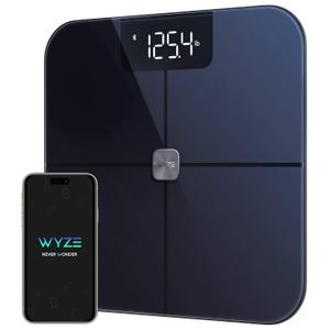 Wyze Smart Scale, Scale for Body Weight, Digital Bathroom Scale for Body Fat, BMI, and Heart Rate, Body Composition Analyzer with App, Batteries Included, Bluetooth, 400 lb, Black
