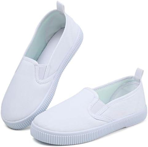 Chaoslook Boy's Girl's Kids White Canvas Shoes for Kids Slip-On Lightweight Sneakers Casual Skin-Friendly Walking Running Shoes(Toddler/Little Kids/Big Kids) 5.5