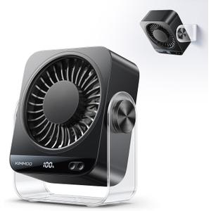 KIMMOO Desk Fan for Bedroom, Rechargeable USB Turto Table Fan, 199 Speeds, 270 Rotating, Quiet Small Desk Fan with LED Display, Personal Desktop Cooling Fan, Wall Fan for Home Office Travel (Black)