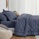 Love's cabin Twin Comforter Set Navy Blue, 5 Pieces Twin Bed in a Bag, All Season Bedding Sets with 1 Comforter, 1 Flat Sheet, 1 Fitted Sheet, 1 Pillowcase and 1 Pillow Sham | Soft, Breathable, Lightweight, Comfortable