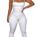 MVKV Women's Sexy Bodycon Solid Outfits Club Rompers Jumpsuits White Small