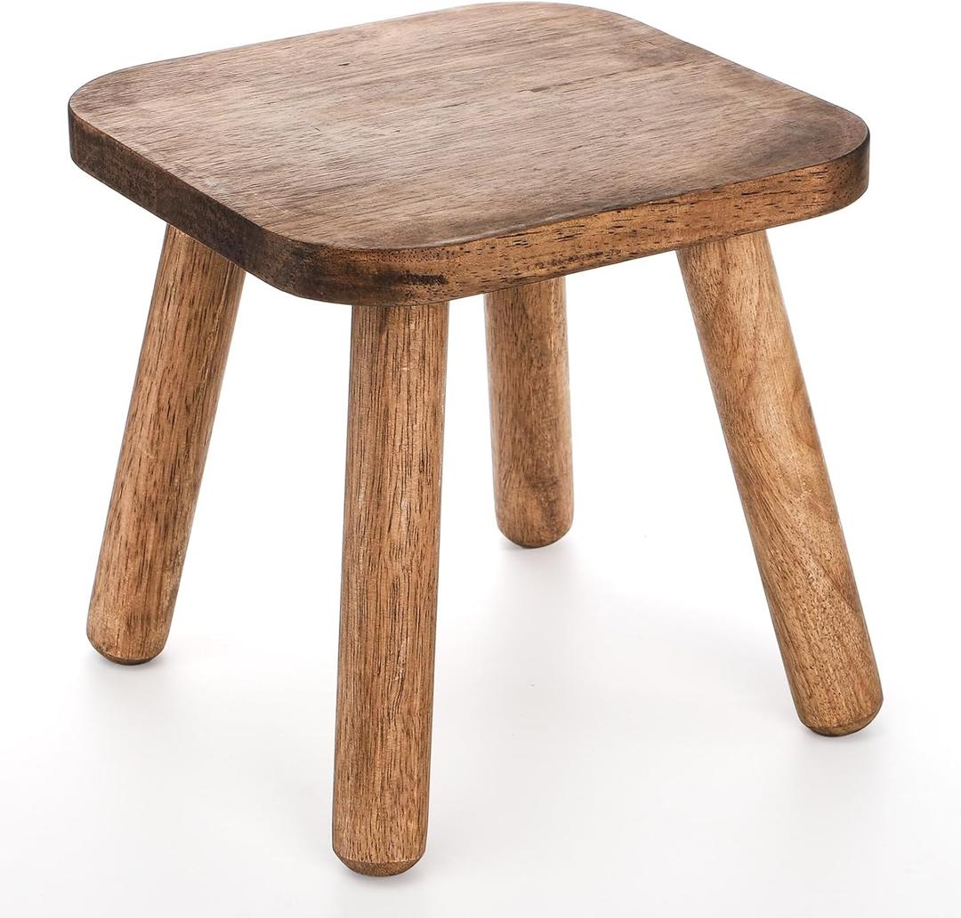 Youeon 9 Inch Small Wooden Step Stool, Non-Slip One Step Stool for Adults, Holds up to 300 Lbs, Portable & Sturdy, Footstool for Bedroom, Bathroom, Kitchen, Easy to Assemble