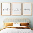 Set of 3 Sweet Dream Sign Bedroom Wall Decor Above Wed Wall Sign Farmhouse Wall Decor for Home Bedroom And Living Room (Brown, 16"x24")