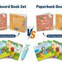 QuTZ Talking Pen Book Set, Learn to Read Sound Books, Learning Toys with 8 Tap to Read Books, 600+ Words & Fun Facts, 6 Phonics Story Books, 700+ Games, Educational Toy for Kids 3+ (Cardboard Version)