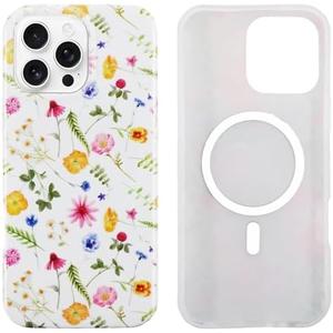 J.west Case for iPhone 16 Pro Max 6.9 inch | Compatible with MagSafe,Shockproof Protective iPhone 16Pro Max Phone Case for Women Floral Botanica Wildflowers
