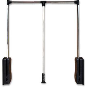 Pull Down Closet Rod 35", Adjustable Side Mounted Closet for Kitchen Bedroom High Cabinets, Chrome, Two-Way Buffering Side, Heavy Duty Load Capacity 