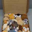 Patelai 48 Pcs Mini Puppy Dog Bulk Adopt a Puppy Party Favors Assorted Soft Small Dog with Birthday Hats Kraft Paper Boxes for Animal Theme Birthday Party Gift Decor