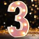 LED Marquee Numbers, Light Up Numbers for Party, Small Light Up Letters, Battery Powered Lighted Number for Birthday or Home Decor (Pink Glitter 3)