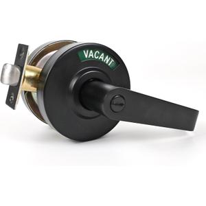 Matte Black Bathroom Indicator Lock Privacy Door Handle, Large Grade 2 Commercial Door Handle with Large Indicator in-USE or Vacant for Public Restrooms Hospitals (Matte Black)