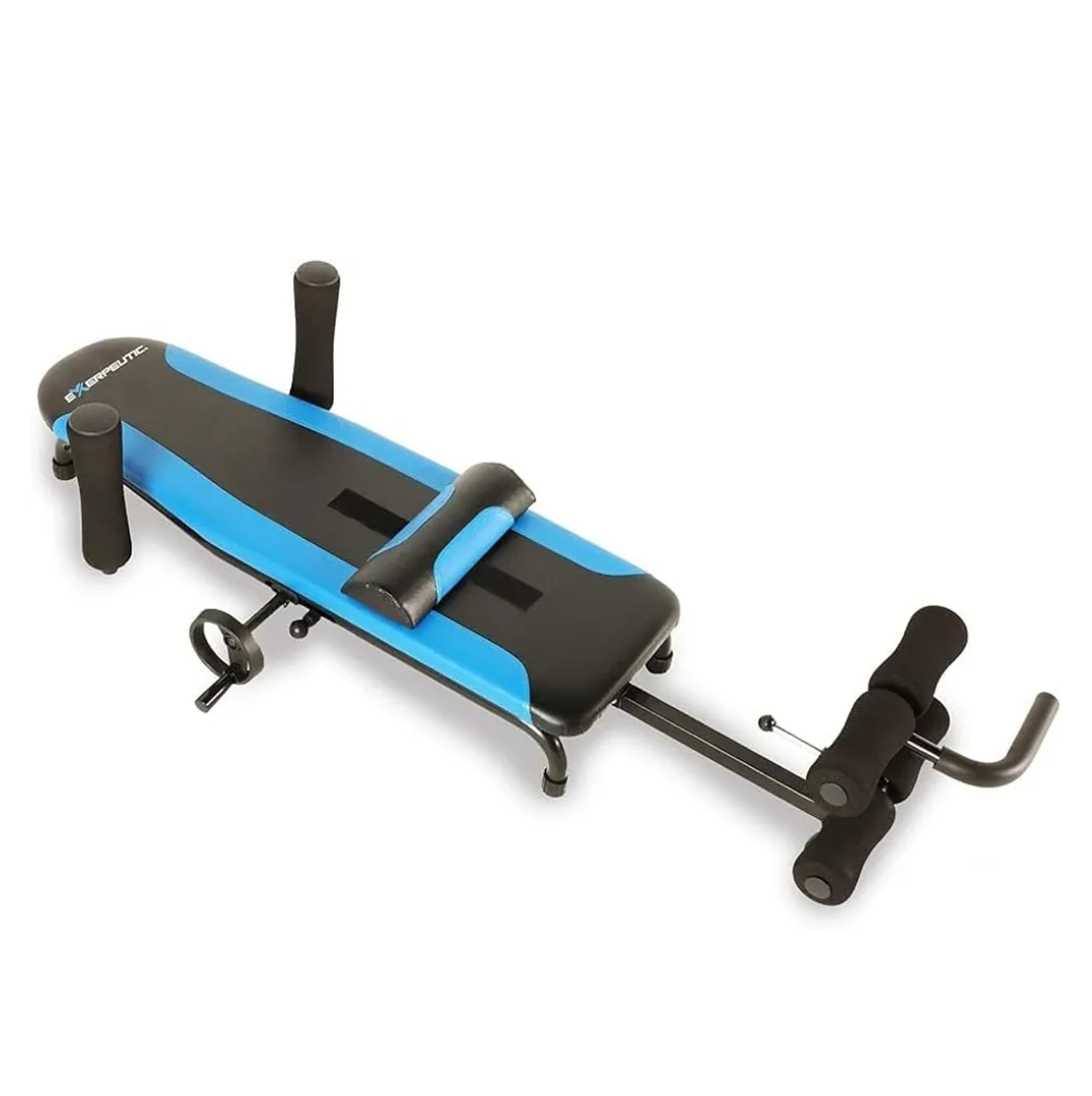 Exerpeutic Alternative Inversion Traction Table - Provides Lower Back Pain Relief Without Going Upside Down - Portable Spine Stretcher Bed for Home - 350 Lb. Capacity - Blue/Black