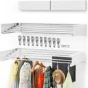 Wall-Mounted Clothes Drying Rack  Foldable Laundry Drying Rack, Space-Saving Wall Mounted Clothes Rack, Tri-Fold Wall Mounted Drying Rack for Laundry Room