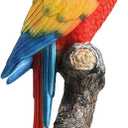 Macaw Tree Clinger Garden Statue, Resin Tropical Bird Figurine - Vibrant Parrot Sculpture for Patio, Lawn, Yard, or Indoor Tabletop Decor