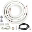 ICOOL 16 Ft. Mini Split Line Set, 1/4" & 1/2" O.D. Twin Copper Pipes, 3/8" Thickened PE Insulated Coil Copper Line for Air Conditioner HVAC Refrigeration and Heating Equipment, with Fittings