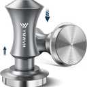 51mm Espresso Tamper, YMWVH Premium Barista Espresso Coffee Tamper Silver with Dual Spring Loaded 100% Stainless Steel Ripple Base, Constant 30lb, Compatible with Delonghi Espresso Coffee Machine