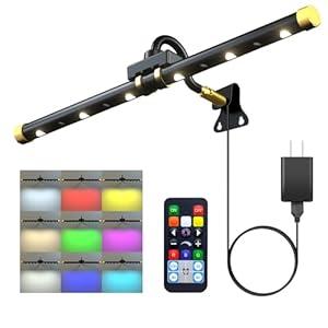 Picture Light with Remote, Led Accent Light Painting Plug in, Magnetic Art Lighting Rotatable, Dart Board Light RGB Dimmable, Spotlight Timer for Display Frame Portrait Mirror Wall Indoor