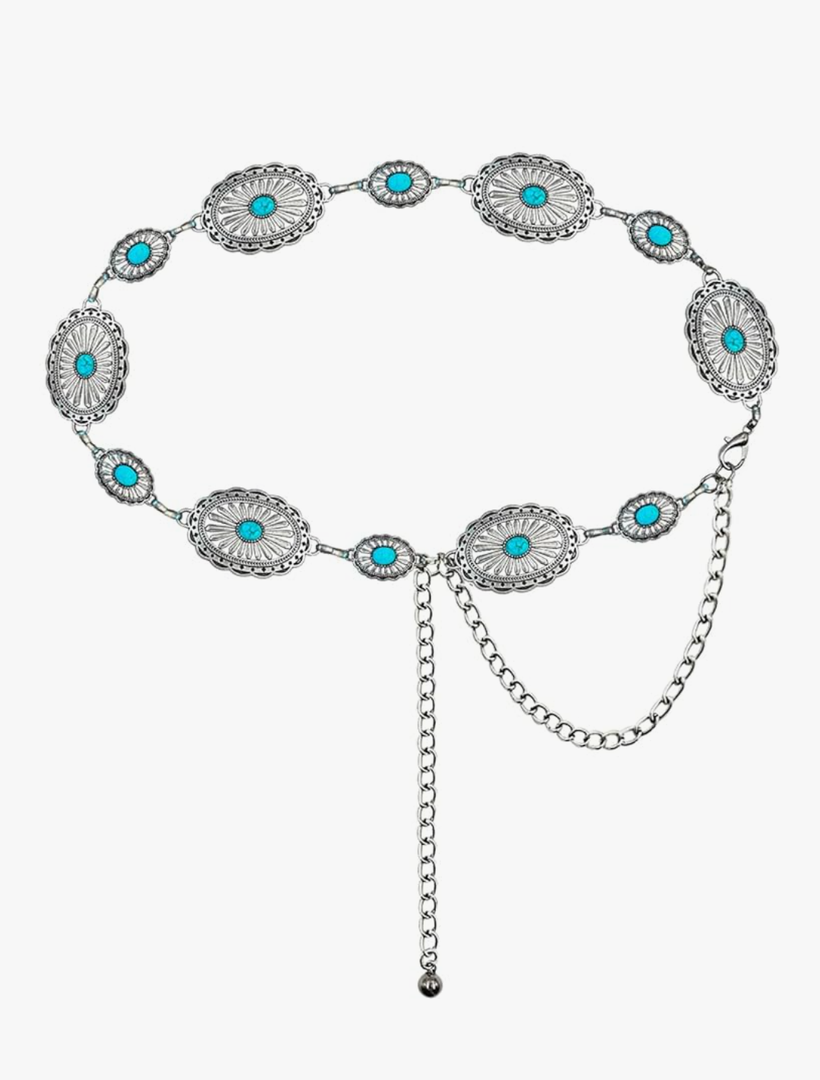 TOPACC Western Metal Concho Belt for Women Cowgirl Chain Belts for Dresses Jeans Country Concert Outfit