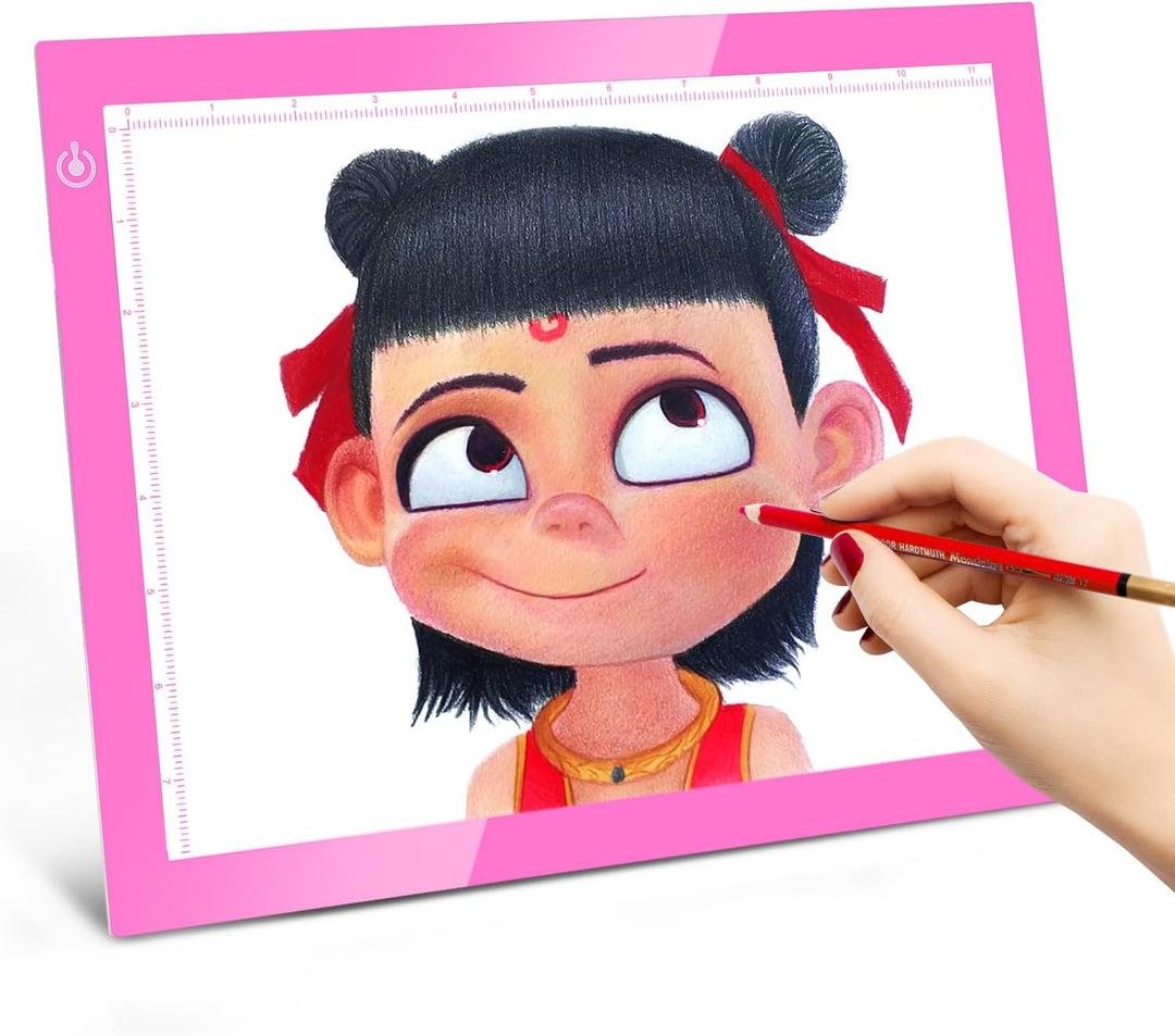 LitEnergy Portable A4 LED Copy Board Light Tracing Box, Pink Ultra-Thin Adjustable USB Power Art craft LED Trace Light Pad for Tattoo Drawing, Streaming, Sketching, Animation, Stenciling