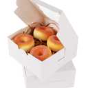 Qiqee Bakery Box with Window 100packs 6x6x3 White Cookie Boxes Pastry Box for Wedding Favor Birthday ＆ Party