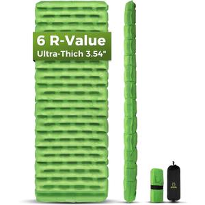 ATEPA ThermAir Backpacking Inflatable Sleeping Pad, 6 R-Value Insulated Ultralight Portable Camping Pad Sleeping Mat with 7 Layers & Storage Bag for Camping Backpacking Tent, Wide Long Size (72"x25")