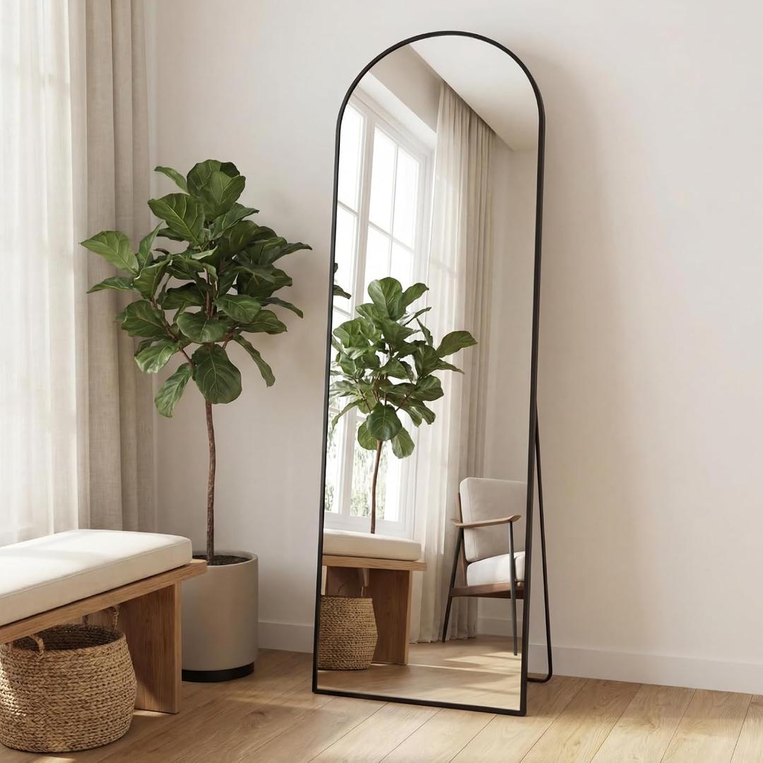 58.1"x19.1" Floor Mirror Full Length, Arched Full Length Mirror with Stand, Full Body Mirrors for Bedroom Living Room or Cloakroom Black