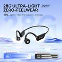 Open-Ear Bone Conduction Headphones for Safer Workouts, Bluetooth 6.0 Wireless Sport Earbuds with 8H Playtime, Secure Fit Lightweight for Running & Cycling, Sweatproof with Mic, Black
