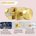coolnews Gold Door Knobs Interior, Privacy Door Knob with Lock, Heavy Duty Square Modern Door Handle for Bedroom Bathroom, Satin Brass