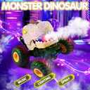 DYODYORC Remote Control Car, 2.4Ghz All Terrain Dinosaur Monster Truck Toys, RC Truck with Spay, Music, 3 Lighting Effects, Stunt Capable, Toy Gifts for Boys and Girls (Beige)