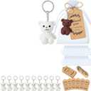 Roowest 11 Set Bear Party Favors Mini Bear Keychains with Organza Bags Thank You Tags for Baby Shower birthday Party Return Favors Supplies Thank You Gifts