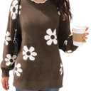 Women's Oversized Fuzzy Sweaters Long Sleeve Crew Neck Knit Soft Pullover Chunky Casual Fall Loose Jumper Top (Brown, S)