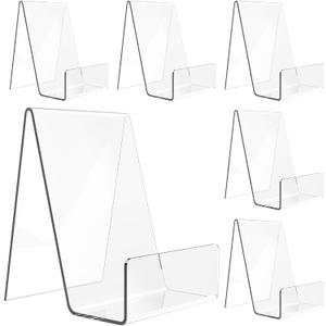 Aredpoook 6 Pack Acrylic Book Stand, Clear Easel Stand for Display, Book Display Holder, Display Stand for Album, CD, Magazine, Postcard, Picture, Plate, Artworks, Phone, Tablet